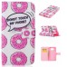 Drawing Printed Pink Doughnut PU Leather Flip Wallet Case for Samsung Galaxy S6 SM-G9200