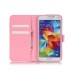 Drawing Printed Pink Heart Tree And Sweet Kids PU Leather Flip Wallet Case for Samsung Galaxy S5 - SM-G900