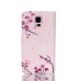 Drawing Printed Pink Plum Blossom PU Leather Flip Wallet Case for Samsung Galaxy S5 - SM-G900