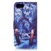 Drawing Printed Two White Wolf PU Leather Flip Wallet Stand Case With Card Slots for iPhone 7