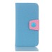 Dual-Color Lychee Grain Design Leather Wallet Flip Case for iPhone 7 - Blue / Pink