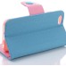 Dual-Color Lychee Grain Design Leather Wallet Flip Case for iPhone 7 - Blue / Pink
