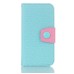 Dual-Color Lychee Grain Design Leather Wallet Flip Case for iPhone 7 - Mint green / Pink