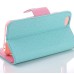 Dual-Color Lychee Grain Design Leather Wallet Flip Case for iPhone 7 - Mint green / Pink