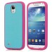 Dual Color Football Grain Soft Jelly Silicone Case For Samsung Galaxy S4 i9500 - Blue / Magenta