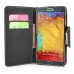 Dual Color Magnetic Wallet Flip Leather Case with Card Slot and Strap for Samsung Galaxy Note 3 - Black