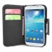 Dual Color Magnetic Wallet Flip Leather Case with Card Slot and Strap for Samsung Galaxy S4 - Black