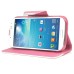 Dual Color Magnetic Wallet Flip Leather Case with Card Slot and Strap for Samsung Galaxy S4 - Pink