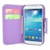 Dual Color Magnetic Wallet Flip Leather Case with Card Slot and Strap for Samsung Galaxy S4 - Purple