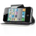 Dual Color Magnetic Wallet Flip Leather Case with Card Slot and Strap for iPhone 4/4S - Black