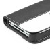 Dual Color Magnetic Wallet Flip Leather Case with Card Slot and Strap for iPhone 4/4S - Black