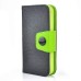 Dual Leather Flip Magnet Stand Case Cover with Card Slot for iPhone 4 iPhone 4S - Black / Green