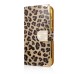Electroplated Diamond Leopard Wallet Leather Case with Strap for Samsung Galaxy S5 - Brown