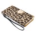 Electroplated Diamond Leopard Wallet Leather Case with Strap for Samsung Galaxy S5 - Brown