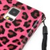 Electroplated Diamond Leopard Wallet Leather Case with Strap for Samsung Galaxy S5 - Magenta