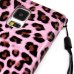 Electroplated Diamond Leopard Wallet Leather Case with Strap for Samsung Galaxy S5 - Pink