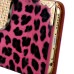 Electroplated Diamond Leopard Wallet Leather Case with Strap for iPhone 6 Plus - Magenta