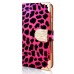 Electroplated Diamond Leopard Wallet Leather Case with Strap for iPhone 6 Plus - Magenta