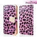 Electroplated Diamond Leopard Wallet Leather Case with Strap for iPhone 6 Plus - Pink