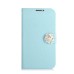 Elegant Camellias Rhinestone Magnetic Feather Silk Leather Folio Flip Wallet Stand Case With Card Slots For Samsung Galaxy S4 i9500 / i9505