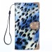 Elegant Fox Skin Bling Diamond Electroplated Metal Magnetic Wallet Leather Case with a Strap for iPhone 6 Plus - Blue