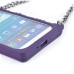 Elegant Grid Pattern Silicone Case Cover with Shoulder Chain for Samsung Galaxy S4 i9500 - Purple