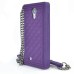 Elegant Grid Pattern Silicone Case Cover with Shoulder Chain for Samsung Galaxy S4 i9500 - Purple