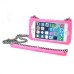 Elegant Grid Pattern Silicone Case Cover with Shoulder Chain for iPhone 5 iPhone 5s - Magenta