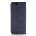 Elegant Linen Pattern PU Leather Flip Wallet Case for iPhone 7 - Dark blue