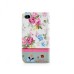 Elegant Rhinestone Magnetic Flip Leather Case with Card Slot Cover for iPhone 4/4S - Peony