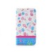 Elegant Rhinestone Magnetic Flip Leather Case with Card Slot Cover for iPhone 4/4S - Pink and Blue Flowers