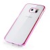 Elegant Transparent Clear Back Colored Frame Hard Case Phone Cover For Samsung Galaxy S6 Edge - Pink