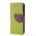 Elegant litchi Grain Leather Folio Case With Leaf Design Magnetic Snap And Card Slots For iPhone 4/ 4s  - Green