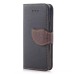 Elegant litchi Grain Leather Folio Case With Leaf Design Magnetic Snap And Card Slots For iPhone 5/ 5s / 5c - Black