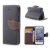 Elegant litchi Grain Leather Folio Case With Leaf Design Magnetic Snap And Card Slots For iPhone 5/ 5s / 5c - Black