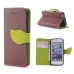 Elegant litchi Grain Leather Folio Case With Leaf Design Magnetic Snap And Card Slots For iPhone 5/ 5s / 5c - Brown
