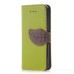 Elegant litchi Grain Leather Folio Case With Leaf Design Magnetic Snap And Card Slots For iPhone 5/ 5s / 5c - Green