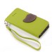 Elegant litchi Grain Leather Folio Case With Leaf Design Magnetic Snap And Card Slots For iPhone 5/ 5s / 5c - Green