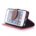 Elegant litchi Grain Leather Folio Case With Leaf Design Magnetic Snap And Card Slots For iPhone 5/ 5s / 5c - Magenta