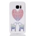 Embossment Style Printed Hard Plastic Back Cover for Samsung Galaxy S6 Edge - Heart Elephants
