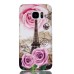 Embossment Style Printed Hard Plastic Back Cover for Samsung Galaxy S6 Edge - Rose And Ancient Eiffel Tower