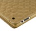 Embroider Pattern Wake / Sleep Stand PU Leather Folio Case With Card Slots For iPad 2 /3 / 4 - Dark Gold