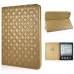 Embroider Pattern Wake / Sleep Stand PU Leather Folio Case With Card Slots For iPad 2 /3 / 4 - Dark Gold
