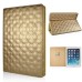 Embroidering Flower Pattern Smart Cover Stand Flip Leather Case with Card Slot for iPad Mini 1/2/3 - Gold