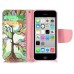 Fashion Colorful Drawing Printed Beautiful Leaves Tree PU Leather Flip Wallet Stand Case With Card Slots For iPhone 5c