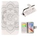 Fashion Colorful Drawing Printed Big White Flower PU Leather Flip Wallet Stand Case With Card Slots For Samsung Galaxy S6 G920