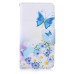 Fashion Colorful Drawing Printed Blue Butterfly Flower PU Leather Flip Wallet Stand Case With Card Slots For Samsung Galaxy Note 5