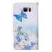 Fashion Colorful Drawing Printed Blue Butterfly Flower PU Leather Flip Wallet Stand Case With Card Slots For Samsung Galaxy Note 5