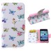 Fashion Colorful Drawing Printed Butterflies PU Leather Flip Wallet Stand Case With Card Slots For iPhone 5c