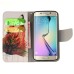 Fashion Colorful Drawing Printed Cool Wolf Howl PU Leather Flip Wallet Stand Case With Card Slots For Samsung Galaxy S6 Edge